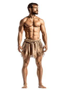 Strong Man in Natural Clothing with Bare Feet and Athletic Build png