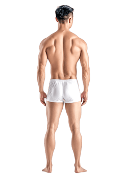 Fit Male Model Posing Back View in White Underwear on Isolated Background png