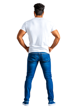 Man in Casual Outfit Posing with Hands on Hips Against Black Background png