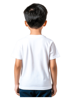 Young Boy Wearing Plain White T-Shirt from the Back View png