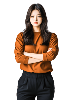 Confident Female Model in Brown Sweater with Stylish Pose png