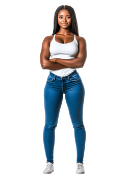 Confident Woman in Casual Outfit with Arms Crossed Against png