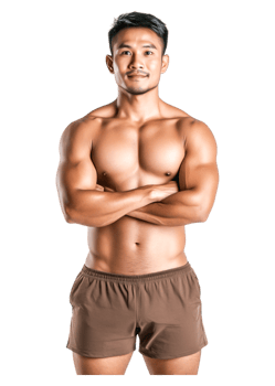 Muscular Male Model Posing Confidently with Arms Crossed png