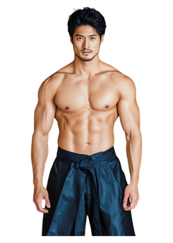 Athletic Male Model Posing with Confidence in Tailored Trousers png