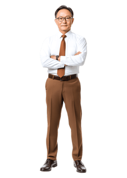Businessman with Glasses in Formal Attire Standing Confidently png
