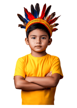 Young Child in Colorful Headband with Confident Expression png