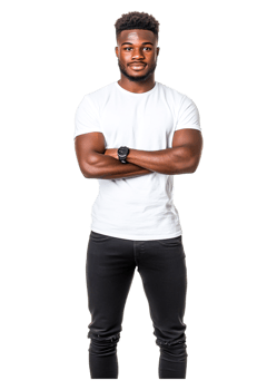 Confident Young Man with Crossed Arms in Casual Outfit Smiling png