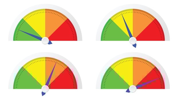 level measuring with different degree color indicator isolated on white background vector
