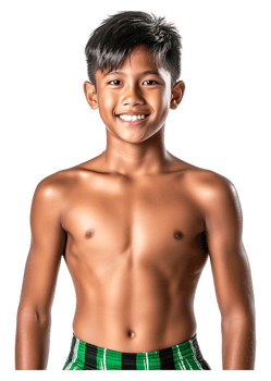 Young Boy Smiling with Bright Eyes and Short Hair on Isolated Background png
