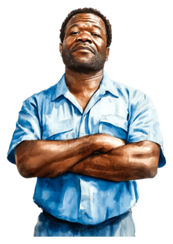 Confident Man in Blue Shirt with Arms Crossed in Strong Pose png