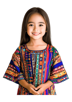Smiling Girl in Colorful Traditional Dress on Isolated Background png
