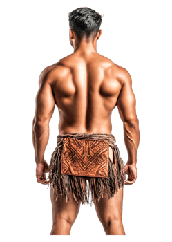 Young Male Dancer in Traditional Tribal Attire with Detailed Texture png