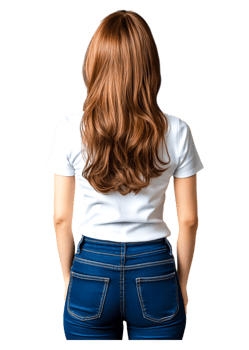 Woman with Long Brown Hair from the Back in Casual Outfit png