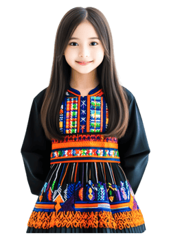 Young Girl in Colorful Traditional Dress Smiling Cheerfully png