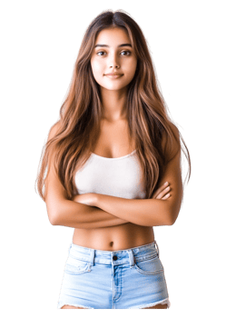 Confident Young Woman with Long Hair and Casual Attire png
