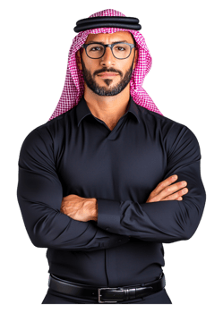 Confident Arab Man in Traditional Attire with Arms Crossed png