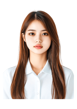 Portrait of a Young Woman with Long Hair in White Shirt png