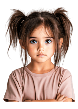 Portrait of a Thoughtful Young Girl with Cute Hair and Serious Expression png