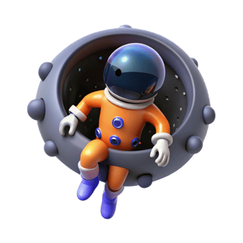 3D Cartoon Astronaut in Spacecraft Illustration A Cosmic Adventure png