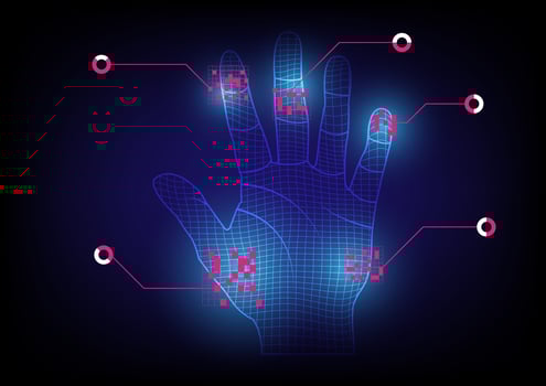 Abstract background with digital handprint encoding vector
