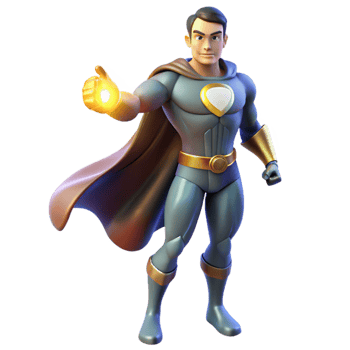 3D Superhero Illustration Golden Power png