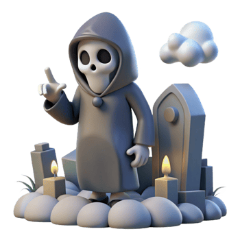 Cartoon Grim Reaper 3D Render png