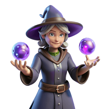 vibrant vintage 3D Render of a Friendly Witch exclusive png