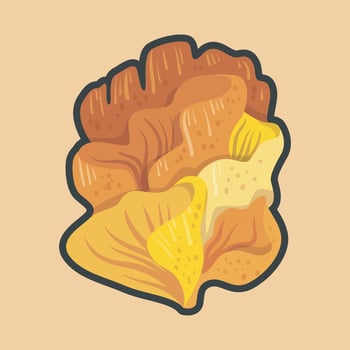 orange yellow sea coral with outline flat design. vector