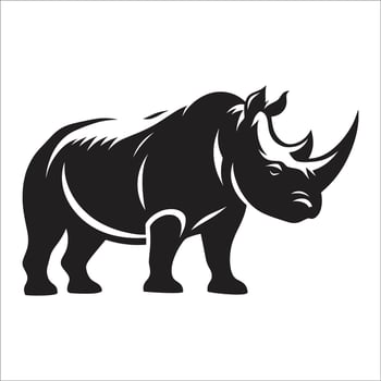 Elegant Rhinoceros Face with Abstract Tribal Art Style for Tattoos, Logos, Emblems, and Wildlife-Themed Graphics vector