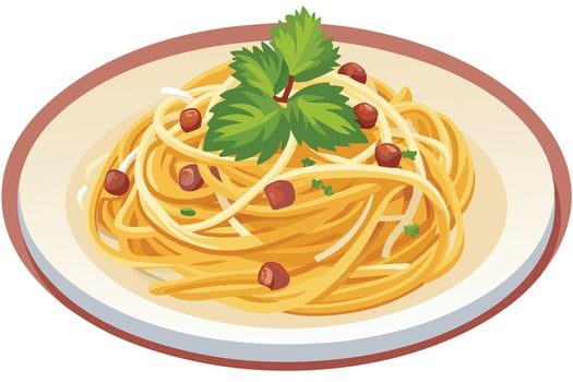 A delicious Spaghetti Carbonara Dish Ready to Eat vector