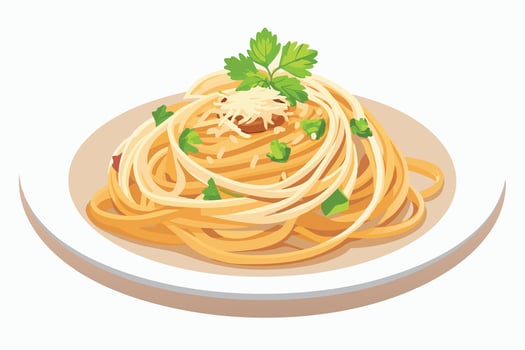 A delicious spaghetti dish, ready to eat. vector