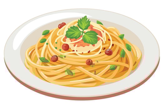 Delicious spaghetti dish, ready to eat. vector