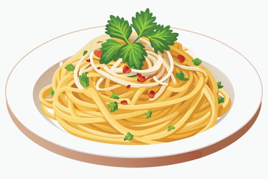 Delicious spaghetti dish illustration, perfect for food-related projects. vector