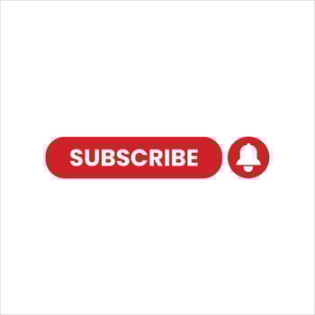 Subscribe button with red bell on white background vector