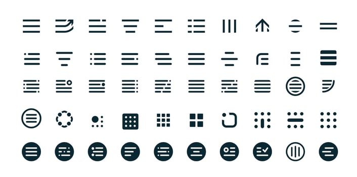 Hamburger menu icons, web and mobile app elements vector