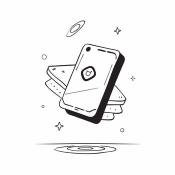Flat Futuristic smartphone floating above a holographic interface concept as A smartphone levitates mid frame surrounded by a glowing holographic interface The scene is captured f pure vector