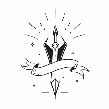 Flat Glowing Abstract Ramas Bow and Arrow concept as A radiant glowing abstract digital art featuring Ramas bow and arrow surrounded by an aura of light representing focus and divi pure vector