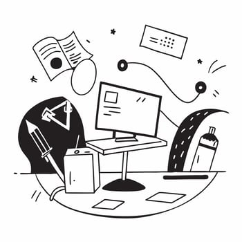 Glossy Abstract Digital Art with Home Office Desk concept as A photo depicting a home office desk with a glossy abstract digital art background The image emphasizes the modern and pure Set 8 vector