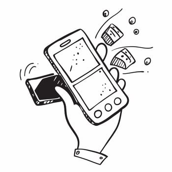 Smartphone with Holographic Apps and Icons concept as A photo featuring a smartphone with glowing holographic apps and icons isolated on a white background with ample copy space on pure Set 4 vector