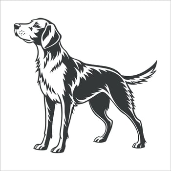 Dog silhouette on white background. black dog isolated on white background. vector