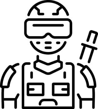 Ai soldier icon in linear style vector