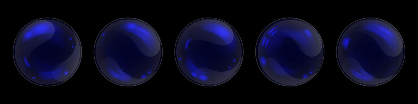 Elements transparent soap bubbles on black background Drops of serum lotion cleansing foam for face care vector
