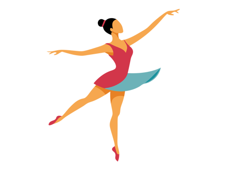 Ballet dancer performing an elegant pose on tiptoes studio illustration artistic environment side view dance concept png
