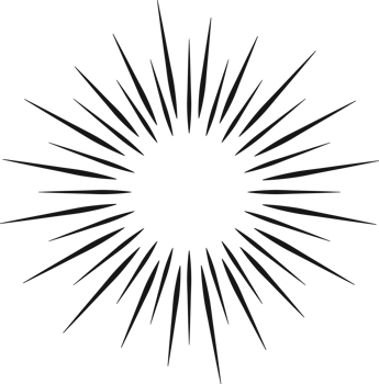 Sunburst black color line flat style firework for decoration png