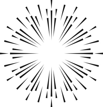 Sunburst black color fill flat style firework png