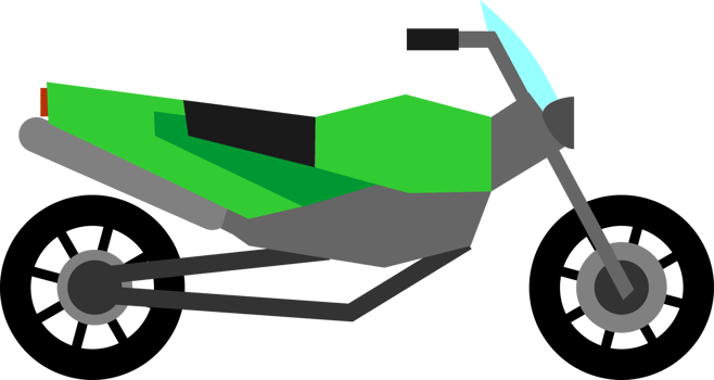 Motorcycle flat style green color for decoration png