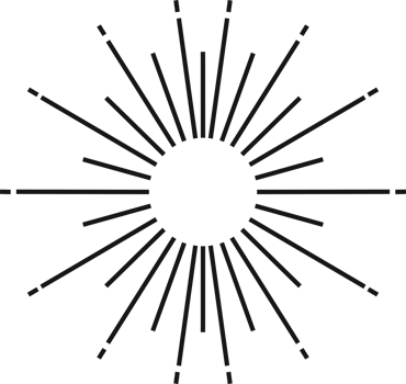 Sunburst black color line flat style for decoration project png