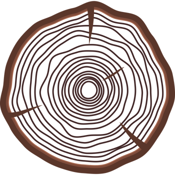 Saw cut tree trunk flat style brown color png