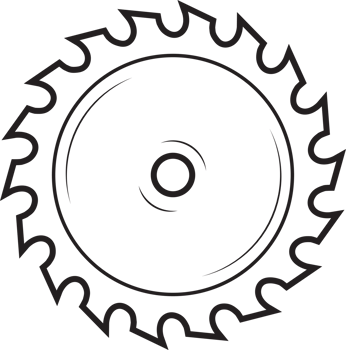 Saw disk black color flat line style png