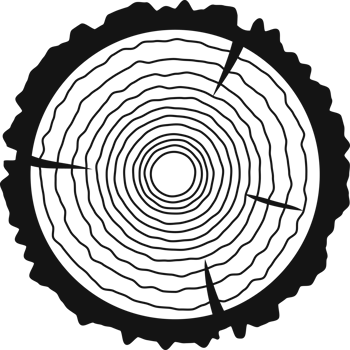 Saw cut tree trunk flat style black isolated png